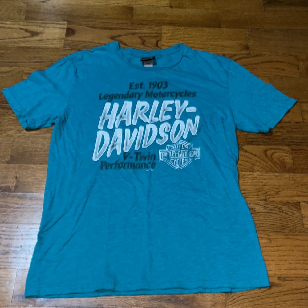 Men's unisex Bumpus Jackson TN 2017 teal Harley Davidson T-shirt size Large